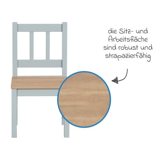 Roba 3-tlg. Kindersitzgruppe inkl. 1 Tisch & 2 Stühle - Woody - Natur Taupe