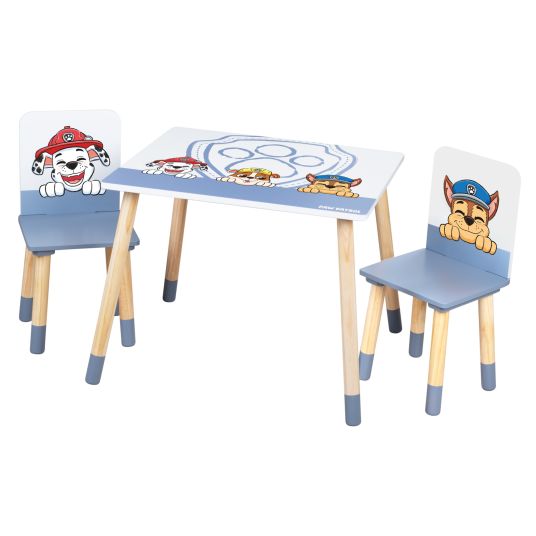 Roba 3-piece children's seating set incl. 1 table and 2 chairs - Paw Patrol - White Blue