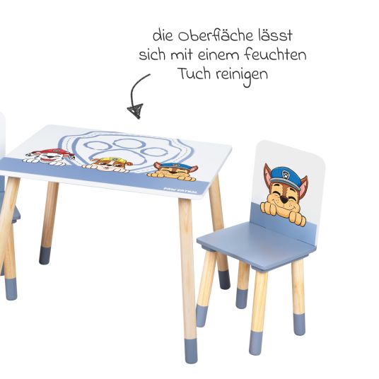 Roba 3-piece children's seating set incl. 1 table and 2 chairs - Paw Patrol - White Blue