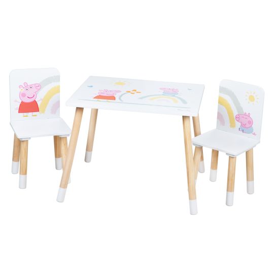 Roba 3-piece children's seating set incl. 1 table and 2 chairs - Peppa Pig - White