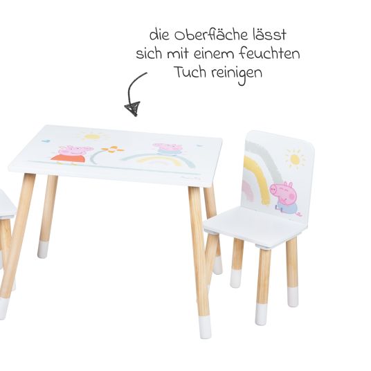 Roba 3-tlg. Kindersitzgruppe inkl. 1 Tisch und 2 Stühle - Peppa Pig - Weiß