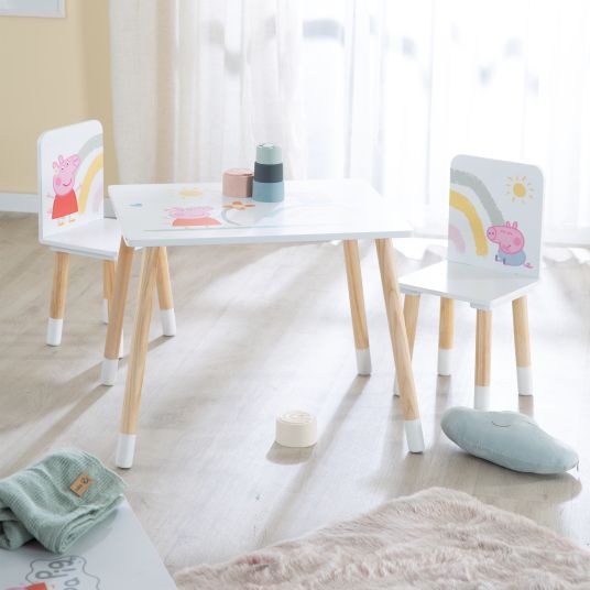 Roba 3-piece children's seating set incl. 1 table and 2 chairs - Peppa Pig - White