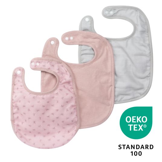 Roba 3-piece bib set with organic cotton GOTS - Lil Planet - Pink