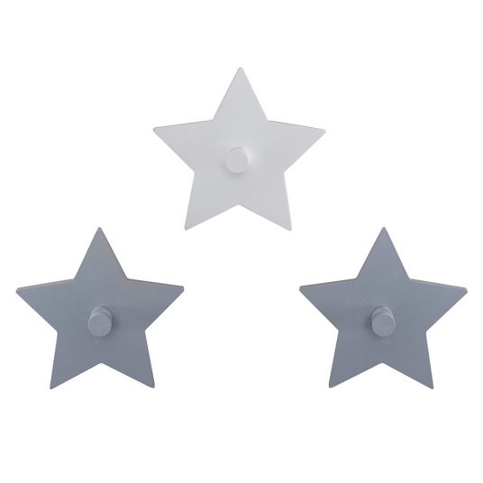 Roba 3-tlg. Wandhaken Set - Little Stars - Grau
