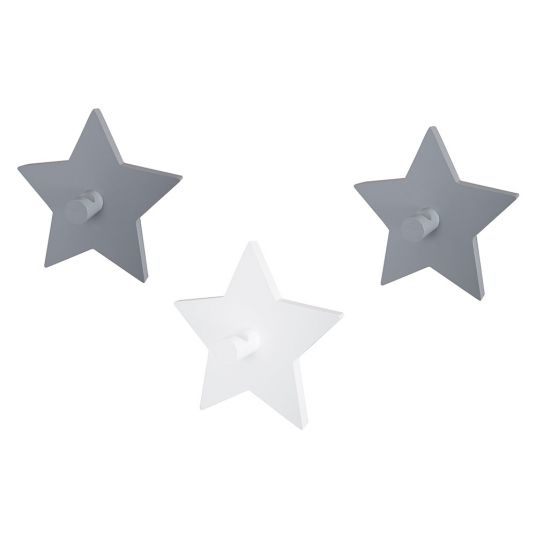 Roba 3-piece wall hook set - Little Stars - Grey