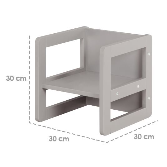 Roba 3in1 Kindersitzgruppe 1 Sitzbank & 1 Sitzhocker - Montessori - Grau