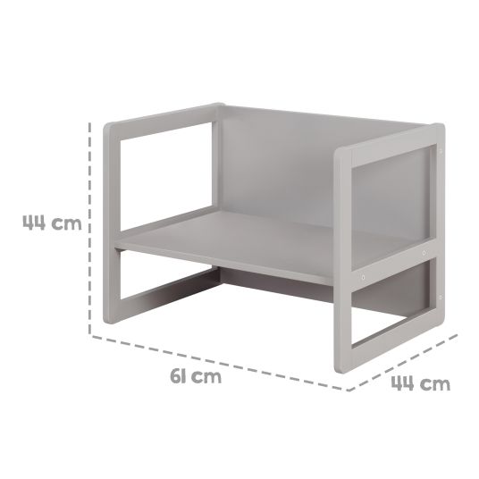 Roba 3in1 Kindersitzgruppe 1 Sitzbank & 1 Sitzhocker - Montessori - Grau