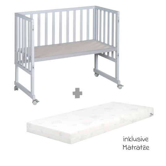 Roba 3in1 Stuben- & Beistellbett mit Canvas-Barriere + safe asleep Matratze mit 90 x 45 cm 47 x 99,5 cm - Taupe