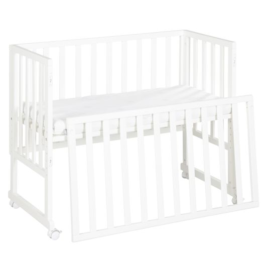 Roba 3in1 bassinet & co-sleeper with canvas barrier + safe asleep mattress with 90 x 45 cm 47 x 99.5 cm - White