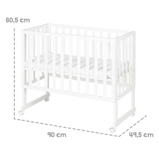 Roba 3in1 bassinet & co-sleeper with canvas barrier + safe asleep mattress with 90 x 45 cm 47 x 99.5 cm - White