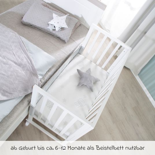 Roba 3in1 bassinet & co-sleeper with canvas barrier + safe asleep mattress with 90 x 45 cm 47 x 99.5 cm - White