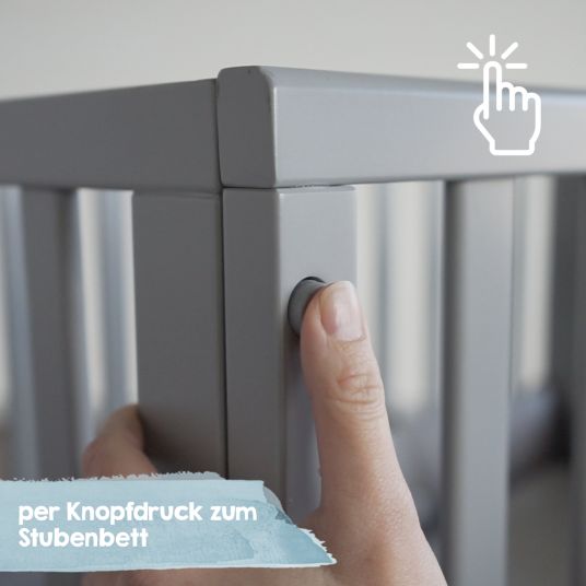 Roba 3in1 Stubenbett, Beistellbett, Bank & Matratze & Nestchen Roba Style - Silbergrau - Taupe