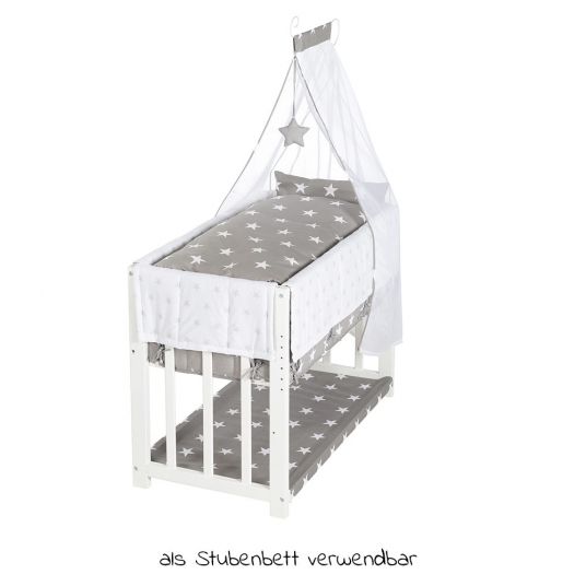 Roba 3in1 Stubenbett, Beistellbett, Bank & Textile-Ausstattung - Little Stars - Weiß