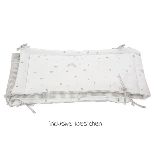 Roba 4-piece bedding set blanket 100 x 135 cm, pillow 40 x 60 cm, nest, canopy - Sternenzauber - White