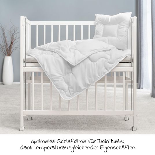 Roba 8-piece complete co-sleeper set with canvas barrier, mattress 90 x 45 cm, fitted sheet, quilt, bed linen, cuddle cloth & music box 47 x 99.5 cm - Taupe