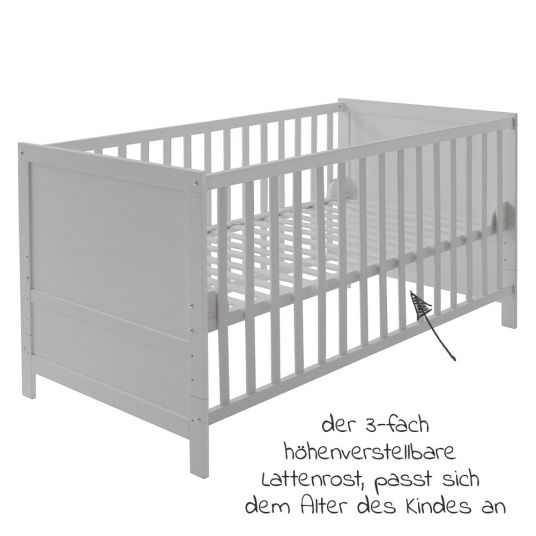 Roba Babybett-Komplett-Set Taupe - inkl. Bettwäsche, Himmel, Nestchen & Matratze 70 x 140 cm - Sternenzauber Grau