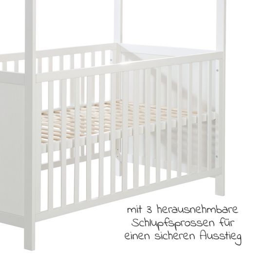 Roba Babybett und Kinderbett in Hausoptik 70 x 140 cm - Weiß