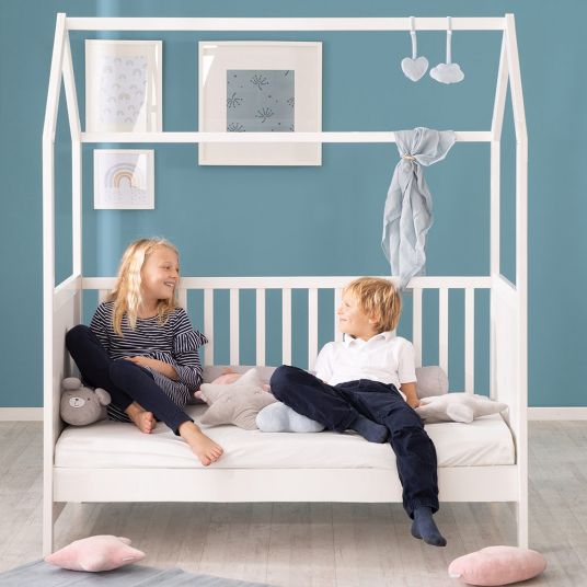 Roba Babybett und Kinderbett in Hausoptik 70 x 140 cm - Weiß