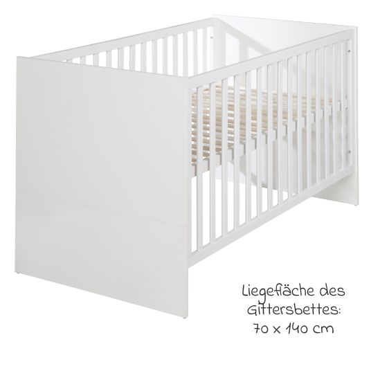 Roba Babybett und Kinderbett Lilo mit 3-fach höhenverstellbarem Lattenrost und 3 Schlupfsprossen 70 x 140 cm - Weiß