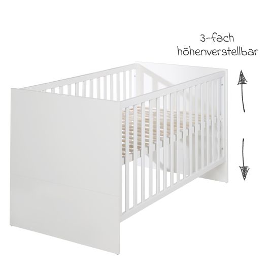 Roba Babybett und Kinderbett Lilo mit 3-fach höhenverstellbarem Lattenrost und 3 Schlupfsprossen 70 x 140 cm - Weiß