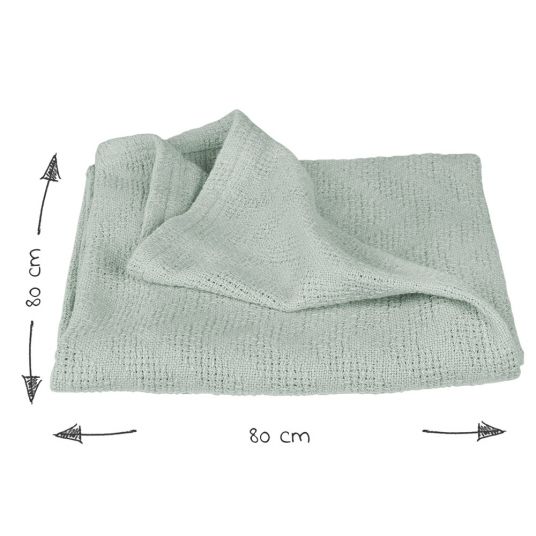 Roba Baumwoll-Decke aus Organic Baumwolle - Strickoptik 80 x 80 cm - Lil Planet - Frosty Green