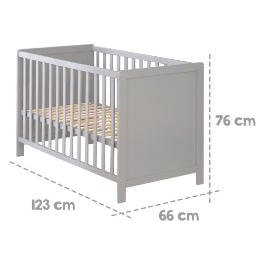 Roba Dormire insieme con materasso Safe Asleep, rete a doghe regolabile in altezza in 6 posizioni e 5 pioli passanti 60 x 120 cm - Universale - Taupe