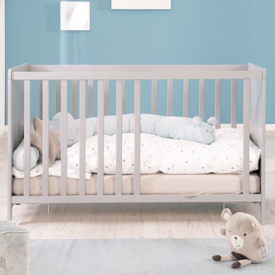 Roba Co-sleeper with safe asleep mattress, 6-position height-adjustable slatted frame & 5 pass-through rungs 60 x 120 cm - Universal - Taupe