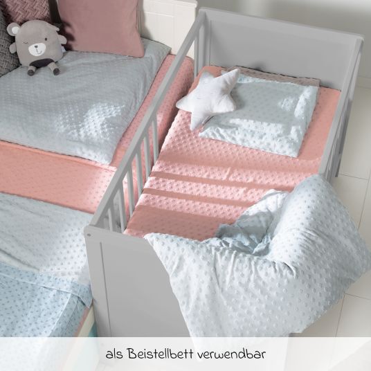 Roba Co-sleeper with safe asleep mattress, 6-position height-adjustable slatted frame & 5 pass-through rungs 60 x 120 cm - Universal - Taupe