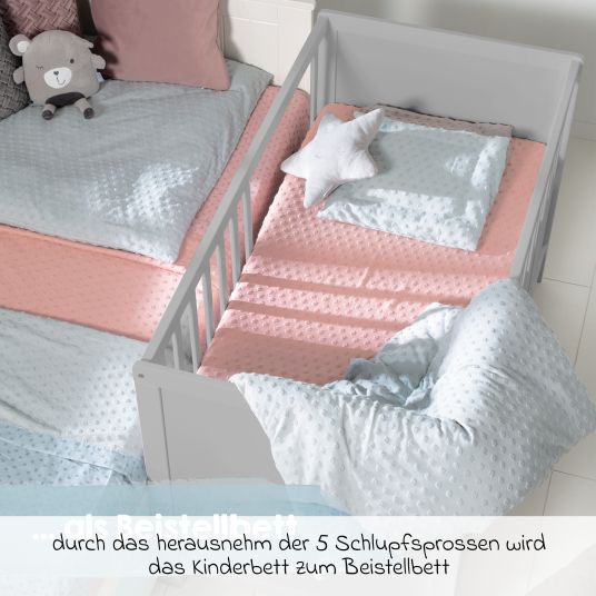 Roba Beistellbett mit safe asleep Matratze, 6-fach höhenverstellbarem Lattenrost & 5 Schlupfsprossen 60 x 120 cm - Universal - Taupe