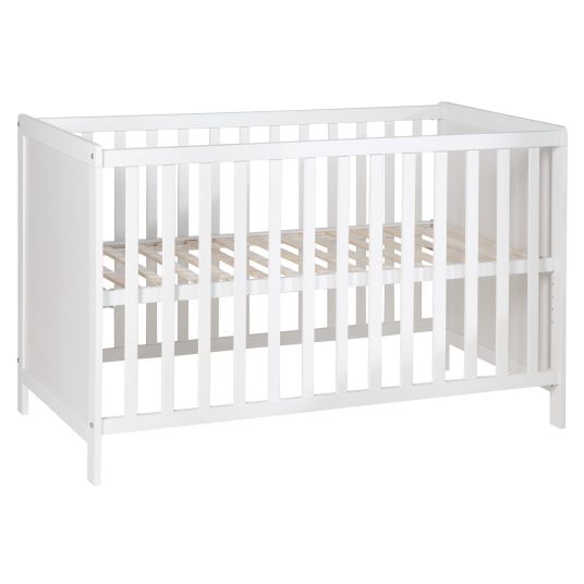 Roba Dormire insieme con materasso Safe Sleep, rete a doghe regolabile in altezza in 6 posizioni e 5 pioli passanti 60 x 120 cm - Universale - Bianco