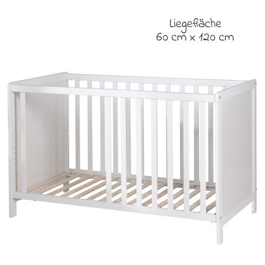 Roba Co-sleeper with safe asleep mattress, 6-position height-adjustable slatted frame & 5 pass-through rungs 60 x 120 cm - Universal - White