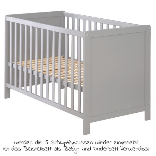 Roba Beistellbett und Kinderbett Hamburg inkl. Matratze 60 x 120 cm - Taupe