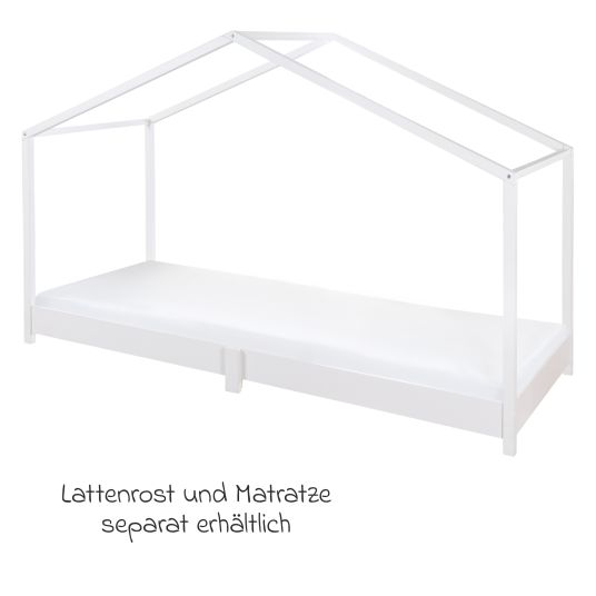 Roba Hausbett bodentief mit niedriger Einstiegshöhe 90 x 200 cm - Montessori - Weiß