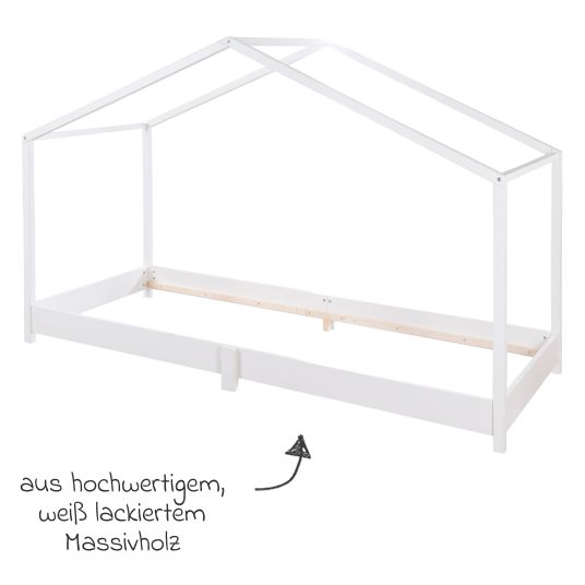 Roba Hausbett bodentief mit niedriger Einstiegshöhe 90 x 200 cm - Montessori - Weiß