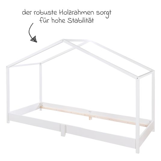 Roba Hausbett bodentief mit niedriger Einstiegshöhe 90 x 200 cm - Montessori - Weiß