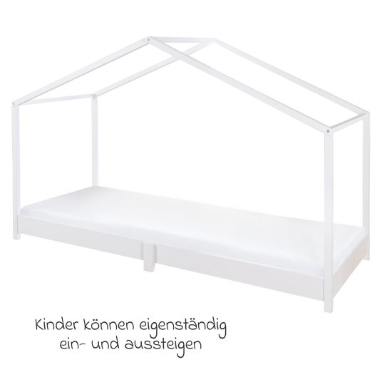 Roba Hausbett bodentief mit niedriger Einstiegshöhe 90 x 200 cm - Montessori - Weiß