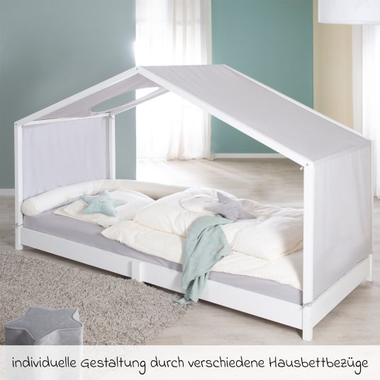 Roba Hausbett bodentief mit niedriger Einstiegshöhe 90 x 200 cm - Montessori - Weiß