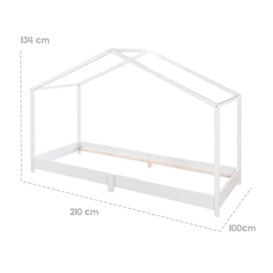 Roba Hausbett bodentief mit niedriger Einstiegshöhe 90 x 200 cm - Montessori - Weiß