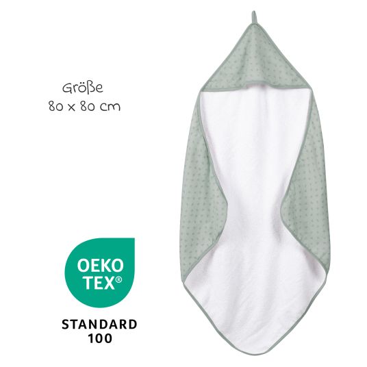 Roba Hooded towel made of 100% organic cotton GOTS 80 x 80 cm - Lil Planet - Frosty Green