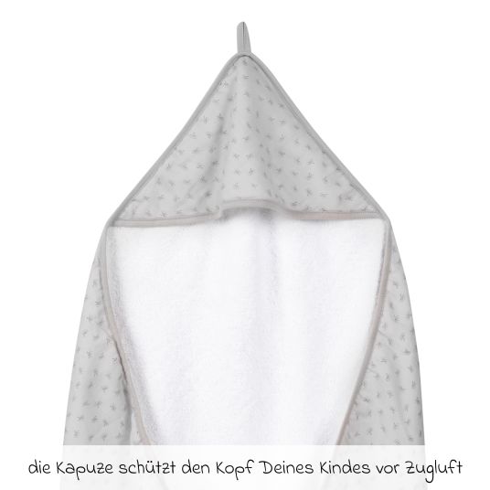 Roba Hooded towel made of 100% organic cotton GOTS 80 x 80 cm - Lil Planet - Gray