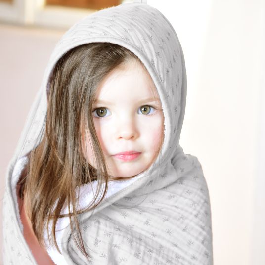 Roba Hooded towel made of 100% organic cotton GOTS 80 x 80 cm - Lil Planet - Gray