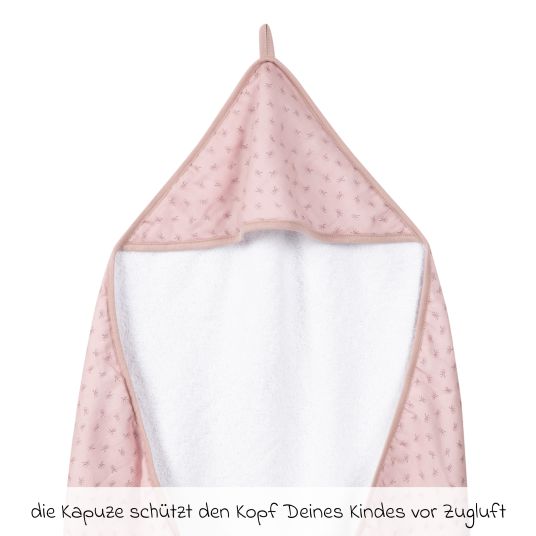 Roba Hooded towel made of 100% organic cotton GOTS 80 x 80 cm - Lil Planet - Pink