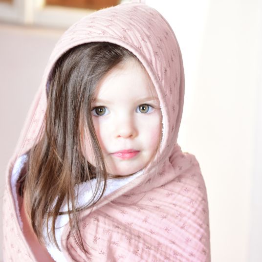 Roba Hooded towel made of 100% organic cotton GOTS 80 x 80 cm - Lil Planet - Pink