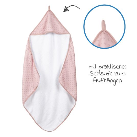 Roba Hooded towel made of 100% organic cotton GOTS 80 x 80 cm - Lil Planet - Pink