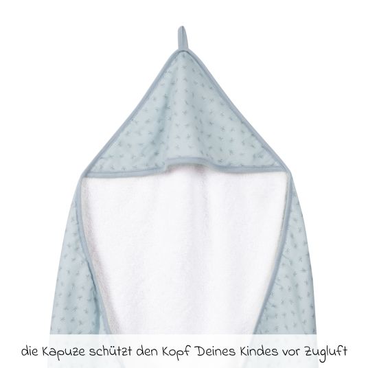 Roba Hooded towel made of 100% organic cotton GOTS 80 x 80 cm - Lil Planet - Turquoise