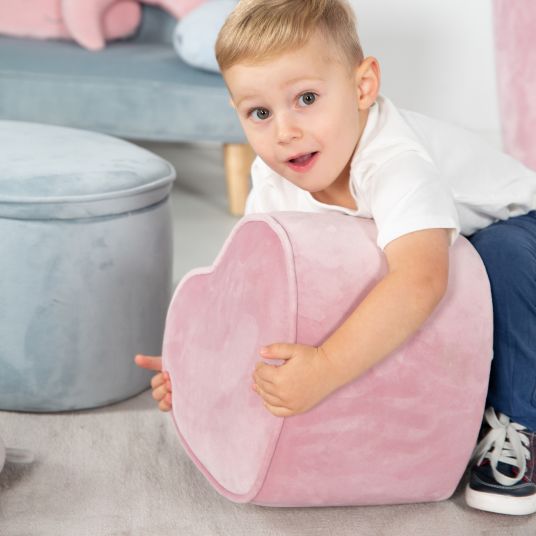 Roba Kinderhocker in Herzform gepolster, mit Samtstoff bezogen - Lil Sofa - Rosa Mauve