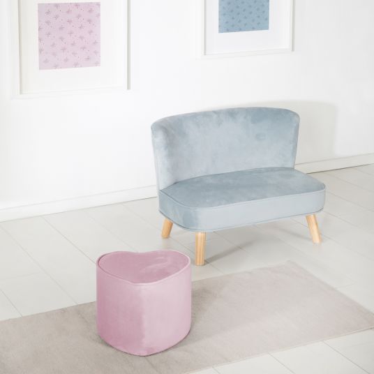 Roba Kinderhocker in Herzform gepolster, mit Samtstoff bezogen - Lil Sofa - Rosa Mauve