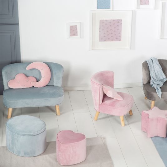 Roba Kinderhocker in Herzform gepolster, mit Samtstoff bezogen - Lil Sofa - Rosa Mauve