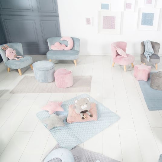 Roba Kinderhocker in Herzform gepolster, mit Samtstoff bezogen - Lil Sofa - Rosa Mauve