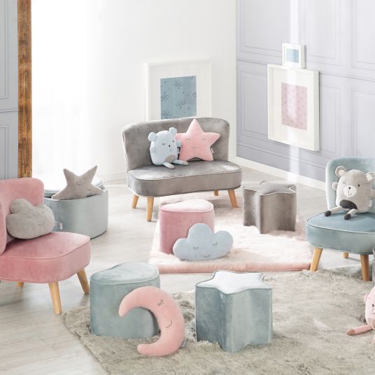 Roba Kinderhocker in Sternform gepolster, mit Samtstoff bezogen - Lil Sofa - Hellblau Sky